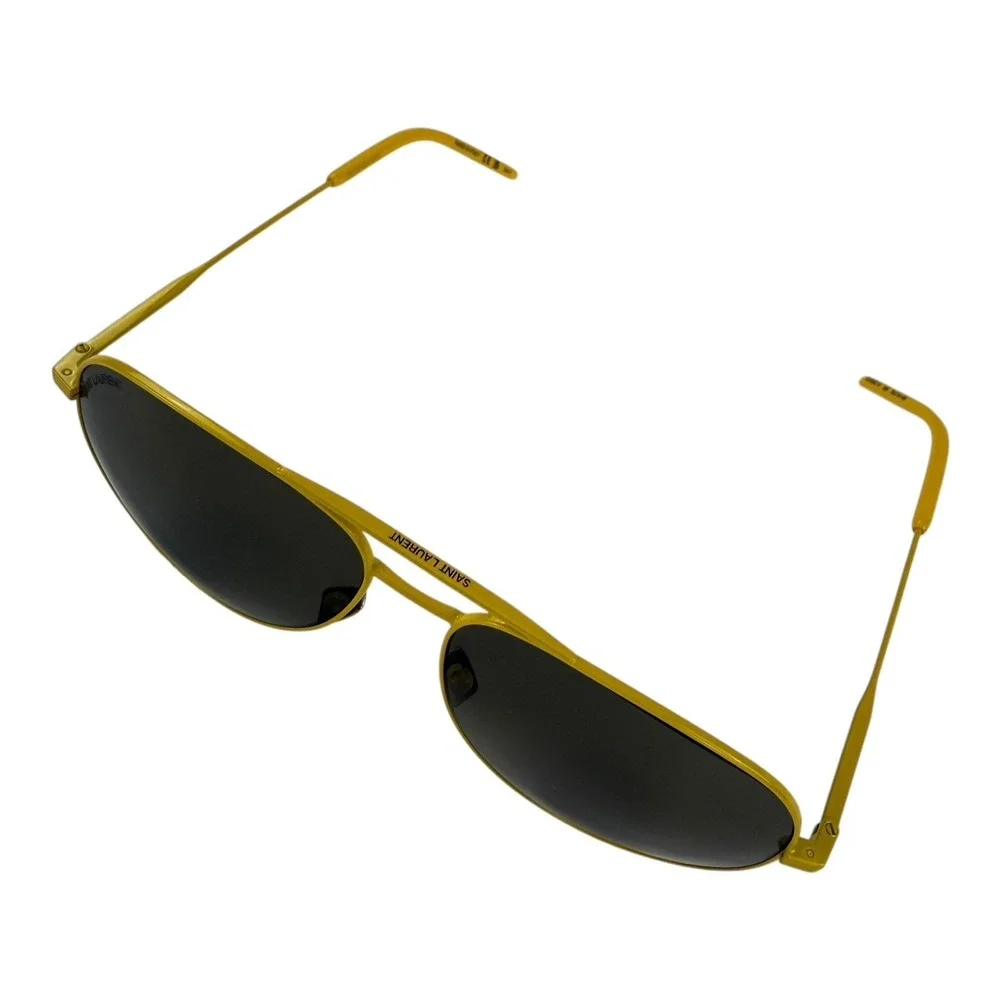 Saint‎ Laurent NEW Aviator Sunglasses Yellow Gray Lens 59/14-145 w/ Case